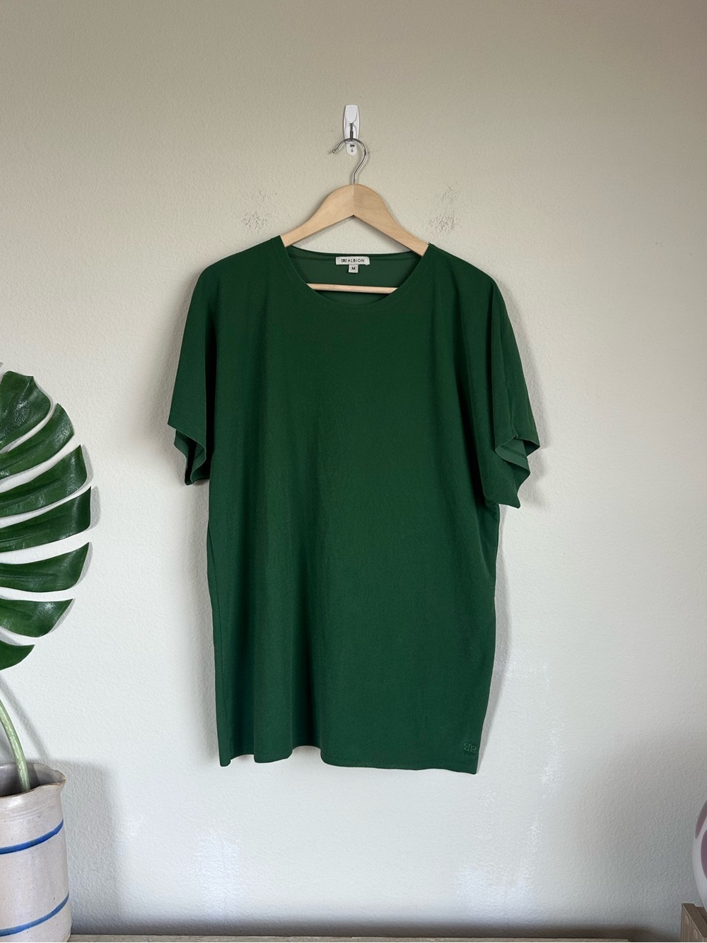 Albion Green Terry Textured Short Sleeve Relaxed Top